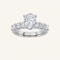 2.5CT Oval Cut Lab Grown Diamond Accented Double Halo Band and Ring Set