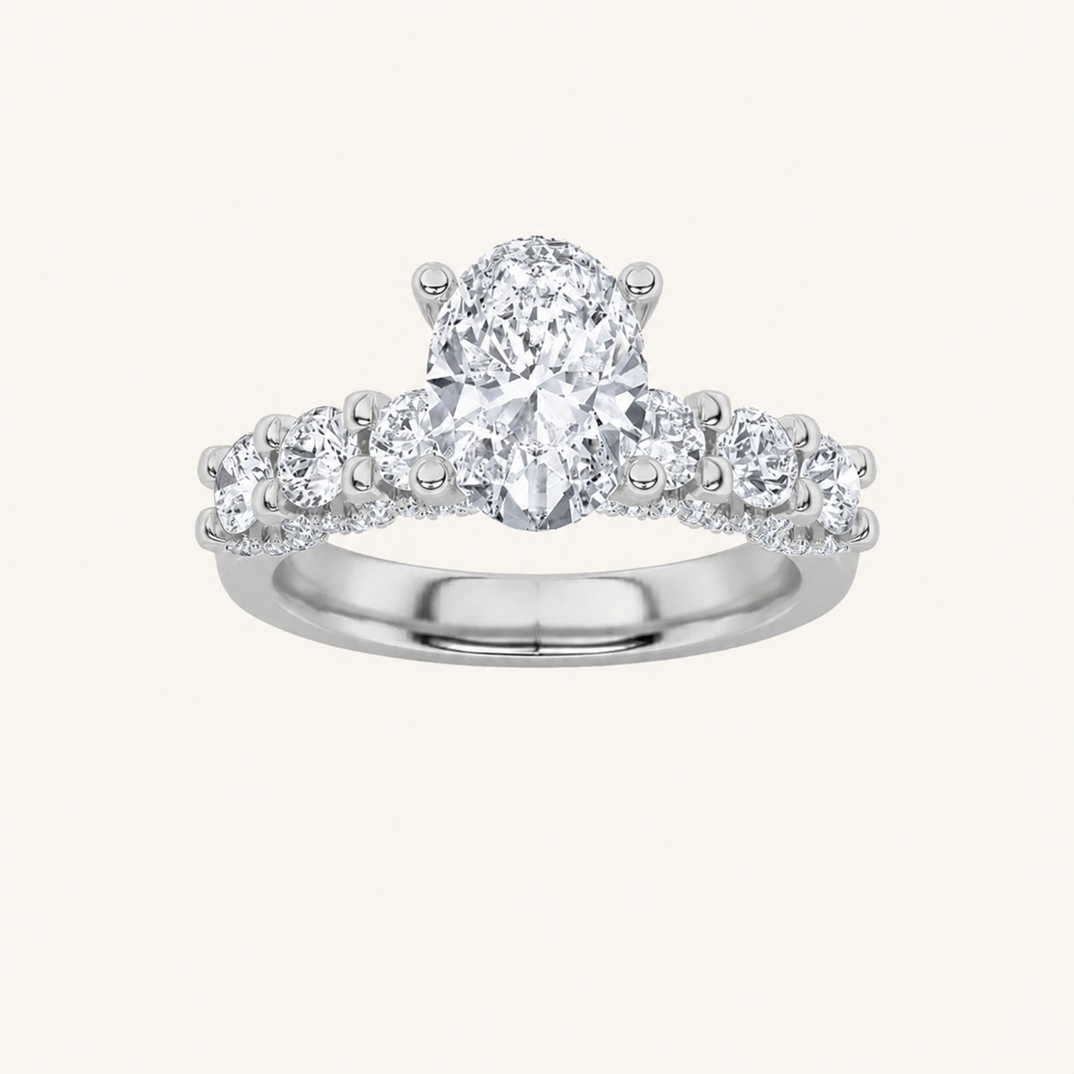 2.5CT Oval Cut Lab Grown Diamond Accented Double Halo Band and Ring Set