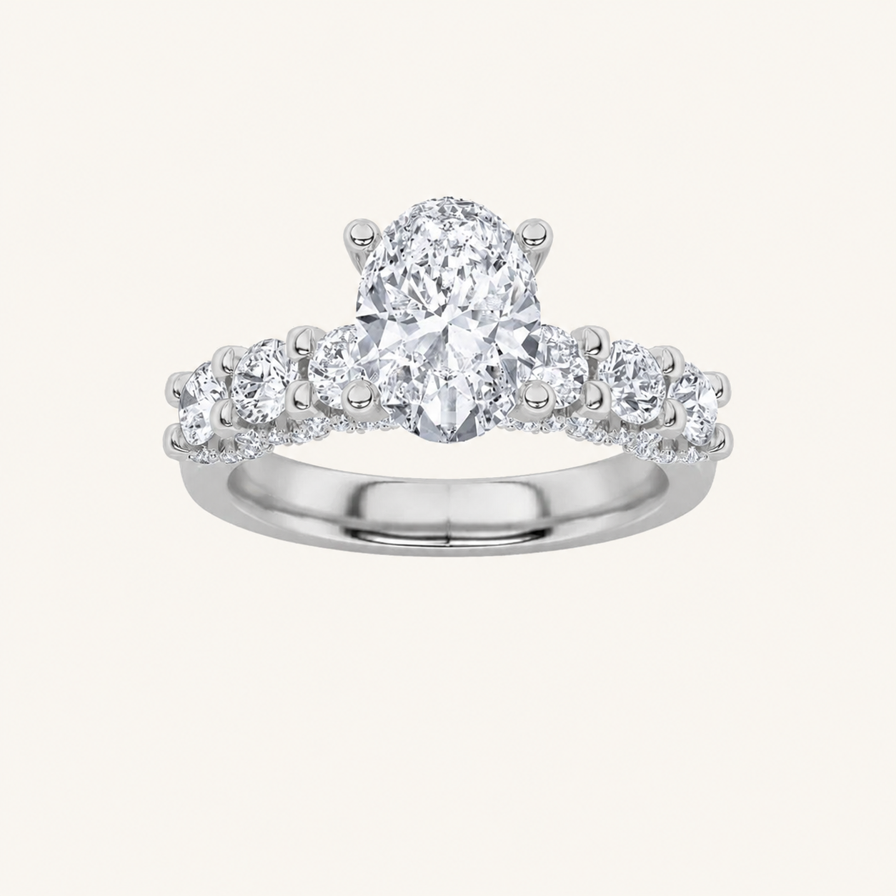 2.5CT Oval Cut Lab Grown Diamond Accented Double Halo Band and Ring Set