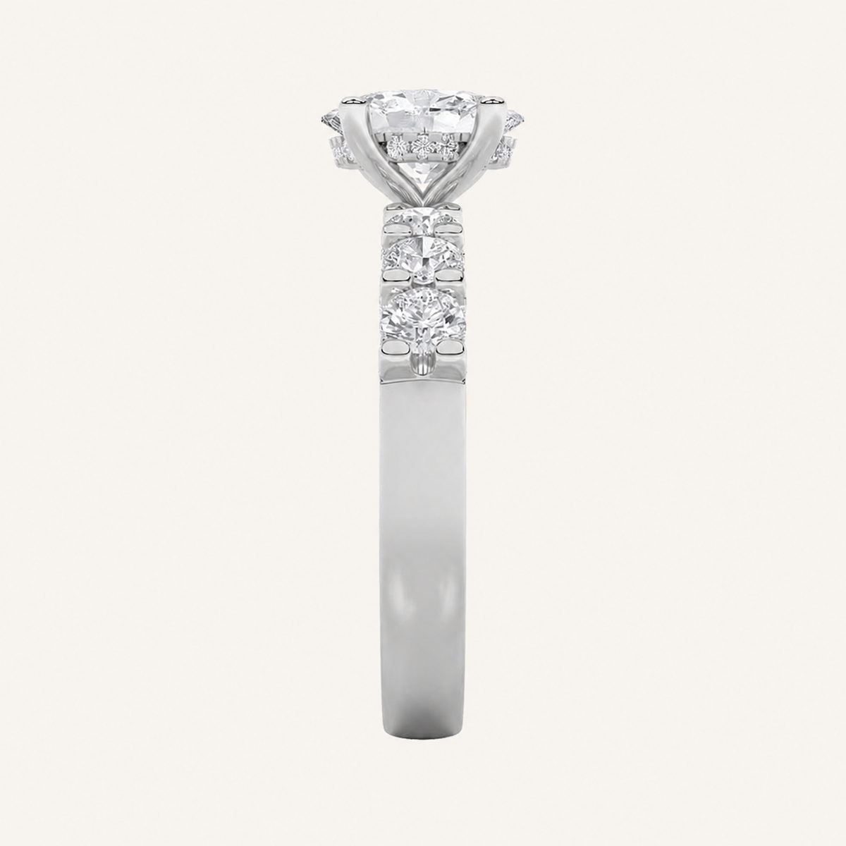 2.5CT Oval Cut Lab Grown Diamond Accented Double Halo Band and Ring Set