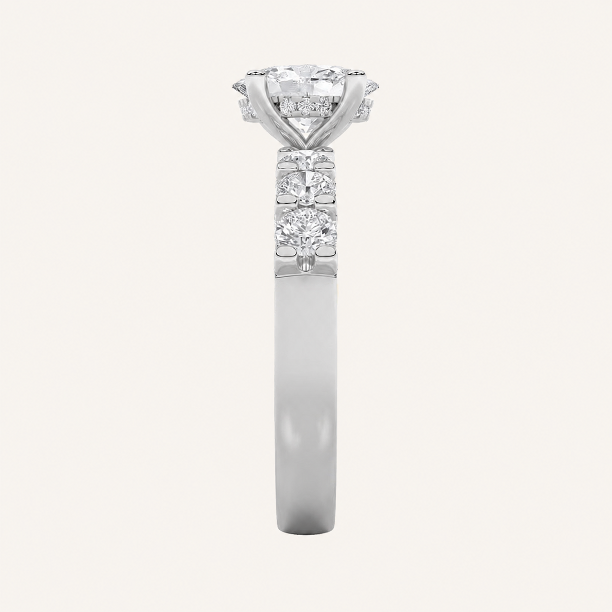 2.5CT Oval Cut Lab Grown Diamond Accented Double Halo Band and Ring Set