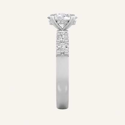 2.5CT Oval Cut Lab Grown Diamond Accented Double Halo Band and Ring Set