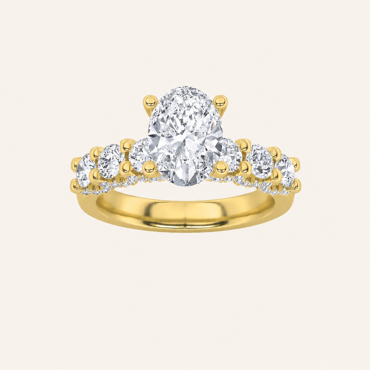 2.5CT Oval Cut Lab Grown Diamond Accented Double Halo Band and Ring Set