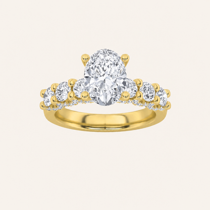 2.5CT Oval Cut Lab Grown Diamond Accented Double Halo Band and Ring Set