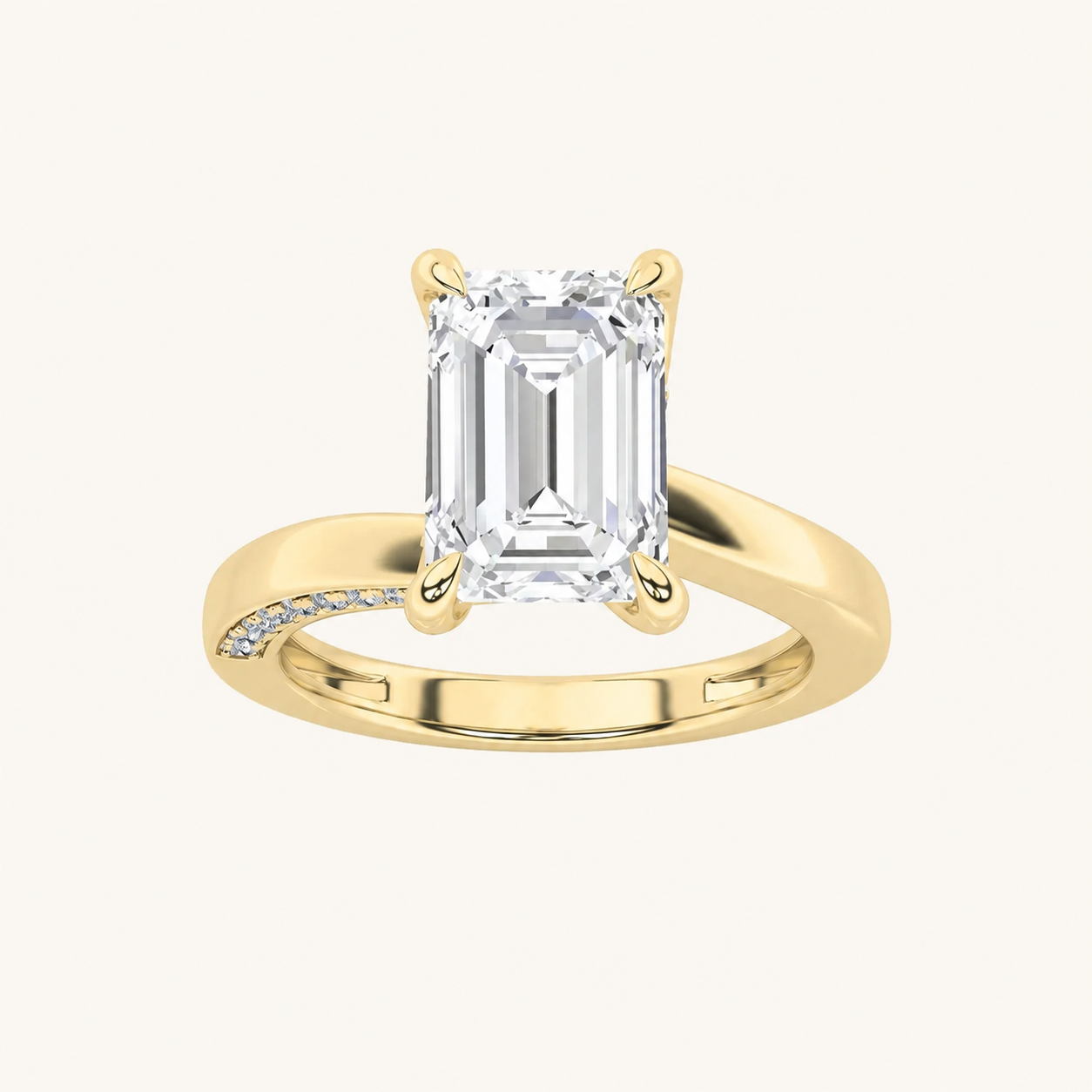 2.5CT Emerald Cut Lab Grown Diamond Accented Engagement Ring