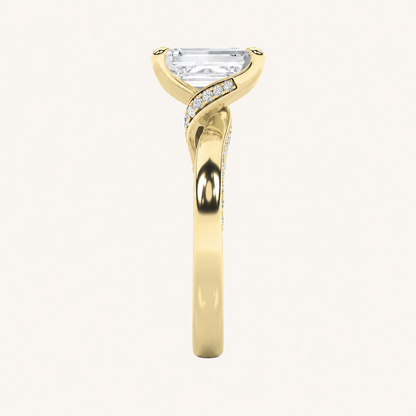 2.5CT Emerald Cut Lab Grown Diamond Accented Engagement Ring