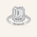 3CT Emerald Cut Lab Grown Diamond Halo Engagement Ring