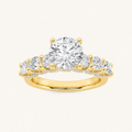 2.5CT Round Cut Lab Grown Diamond Accented Double Halo Band and Ring Set