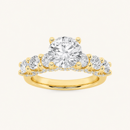 2.5CT Round Cut Lab Grown Diamond Accented Double Halo Band and Ring Set