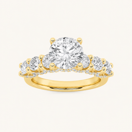 2.5CT Round Cut Lab Grown Diamond Accented Double Halo Band and Ring Set