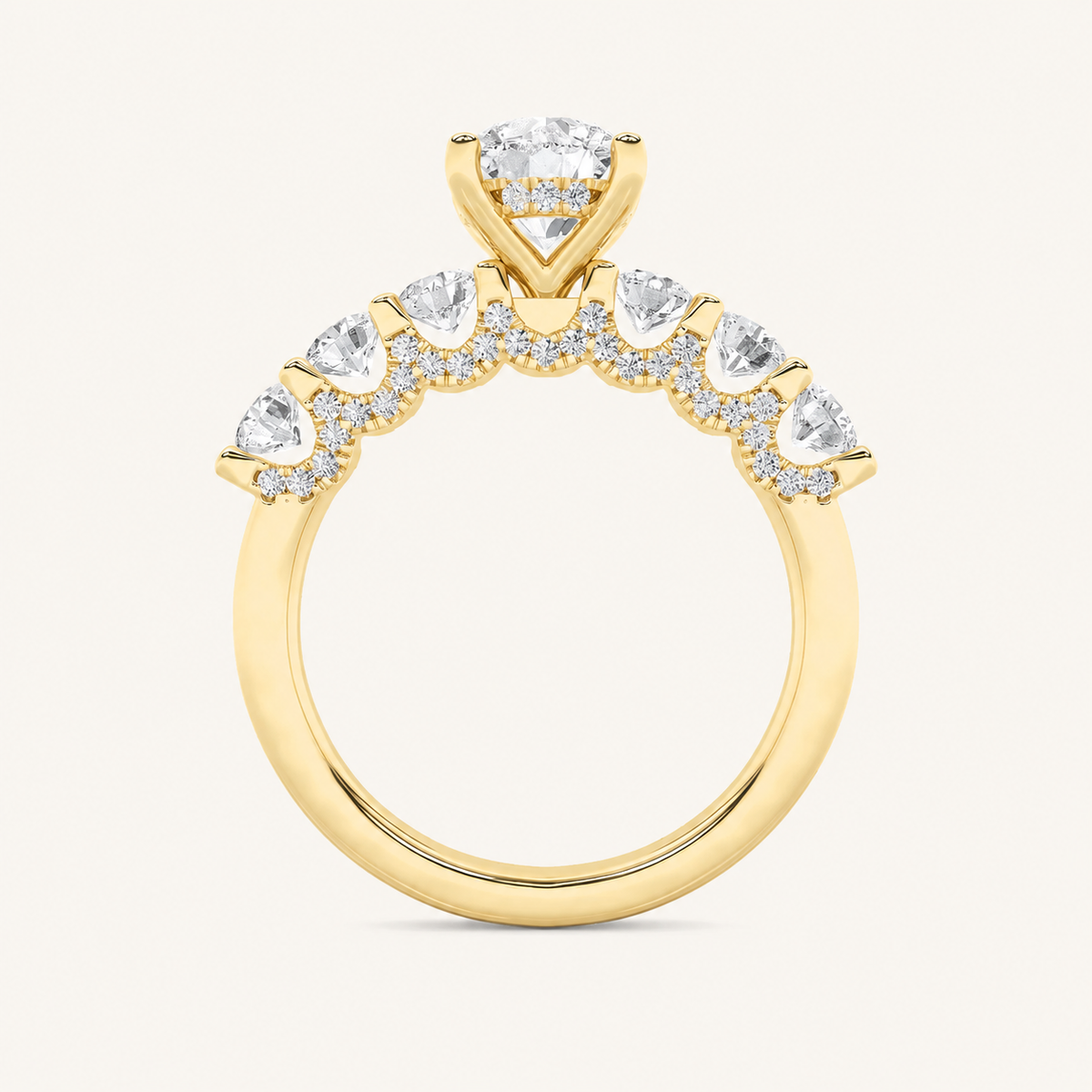 2.5CT Round Cut Lab Grown Diamond Accented Double Halo Band and Ring Set