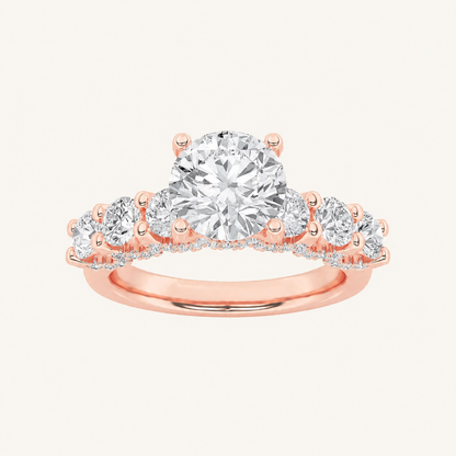 2.5CT Round Cut Lab Grown Diamond Accented Double Halo Band and Ring Set