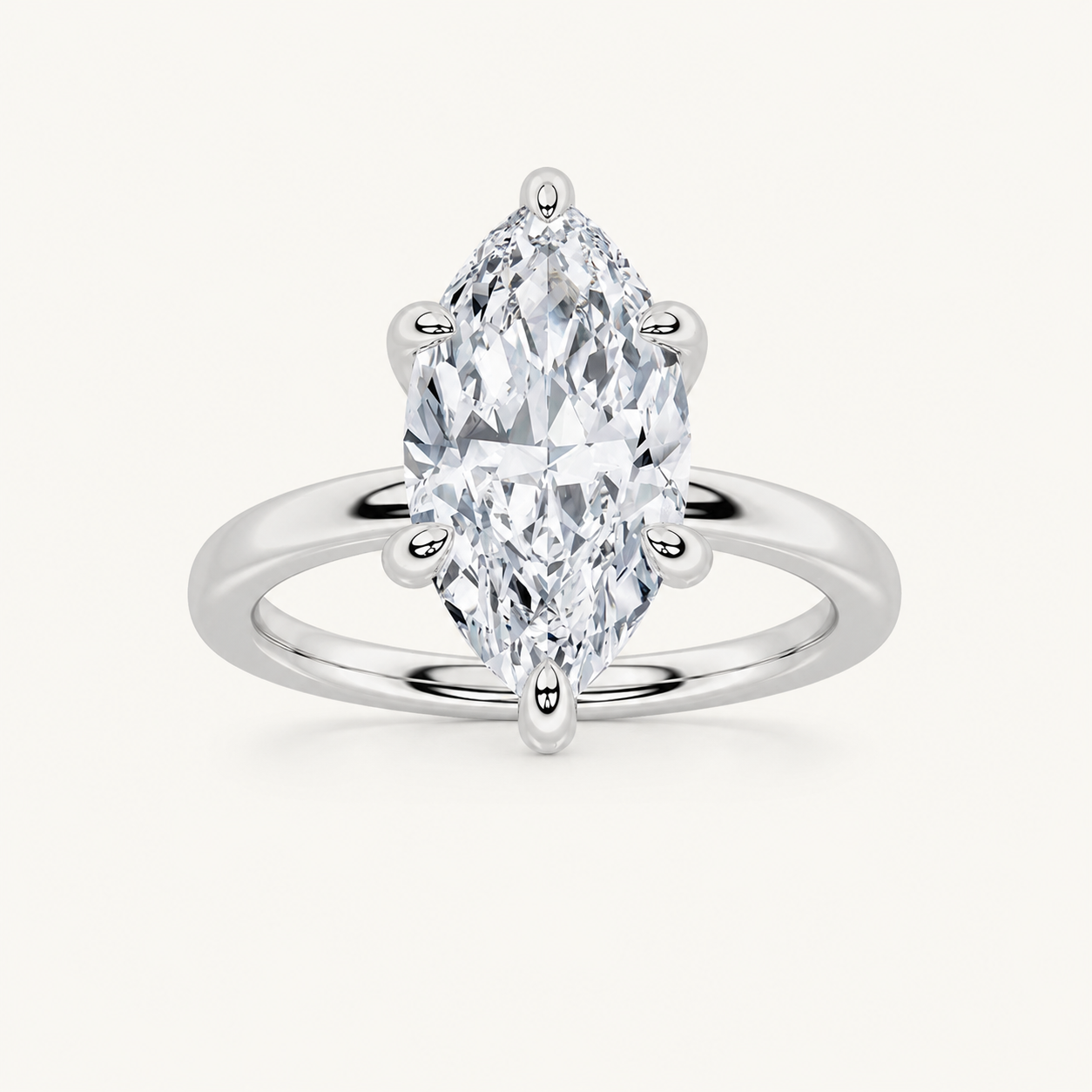 4CT Marquise Cut Lab Grown Diamond Solitaire Ring