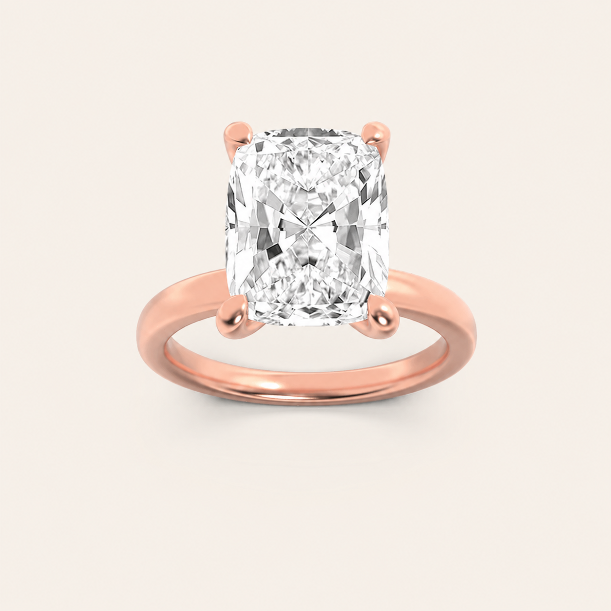 2CT Elongated Cushion Cut Lab Grown Diamond Hidden Halo Plain Shank Engagement Ring