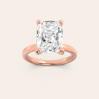 2CT Elongated Cushion Cut Lab Grown Diamond Hidden Halo Plain Shank Engagement Ring