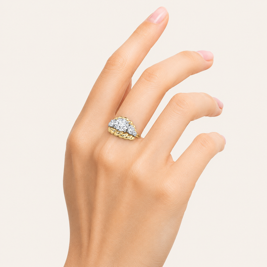 5.5CT Round Cut Lab Grown Diamond Cluster Ring