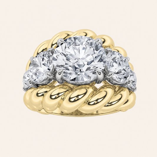 5.5CT Round Cut Lab Grown Diamond Cluster Ring