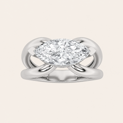 2CT Marquise Cut Lab Grown Diamond East West Solitaire Fancy Ring