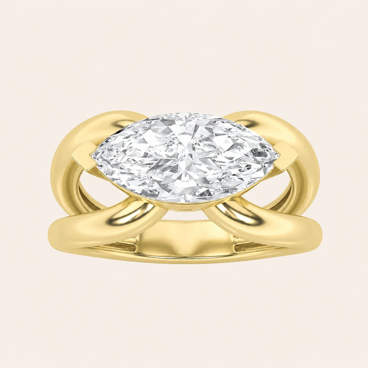 2CT Marquise Cut Lab Grown Diamond East West Solitaire Fancy Ring