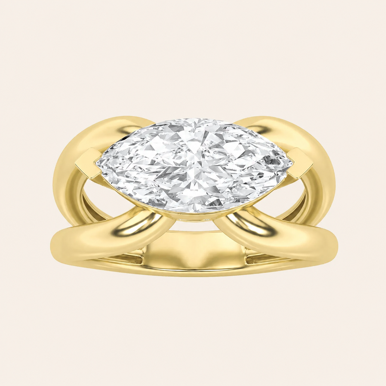 2CT Marquise Cut Lab Grown Diamond East West Solitaire Fancy Ring