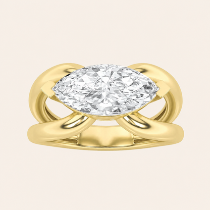 2CT Marquise Cut Lab Grown Diamond East West Solitaire Fancy Ring