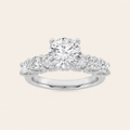 5CT Round Cut Lab Grown Diamond Accented Double Halo Band and Ring Set