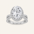 4CT Oval Cut Lab Grown Diamond Halo Engagement Ring