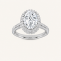 3CT Oval Cut Lab Grown Diamond Halo Accented Engagement Ring