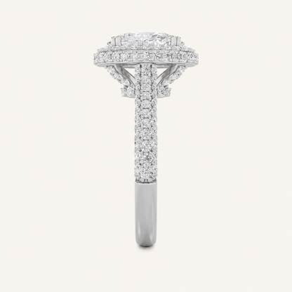 3CT Oval Cut Lab Grown Diamond Halo Accented Engagement Ring