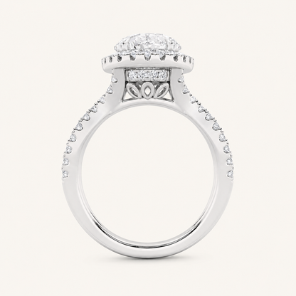 4CT Oval Cut Lab Grown Diamond Halo Engagement Ring