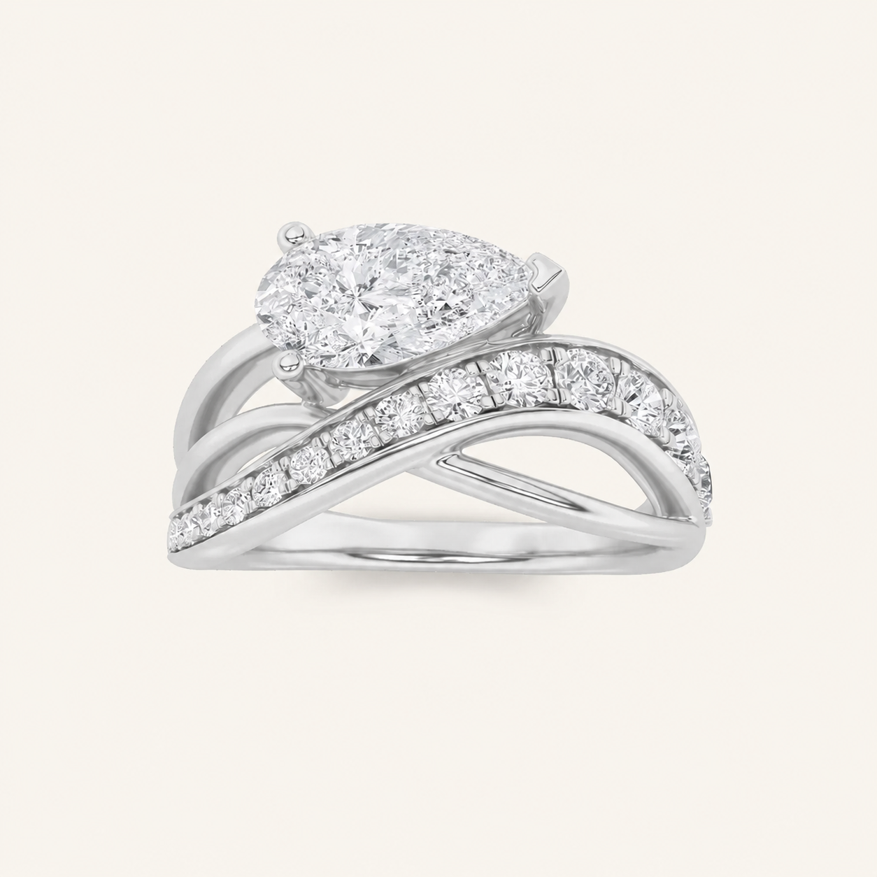 2CT Pear Cut Lab Grown Diamond Solitaire Ring