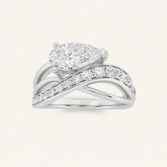 2CT Pear Cut Lab Grown Diamond Solitaire Ring