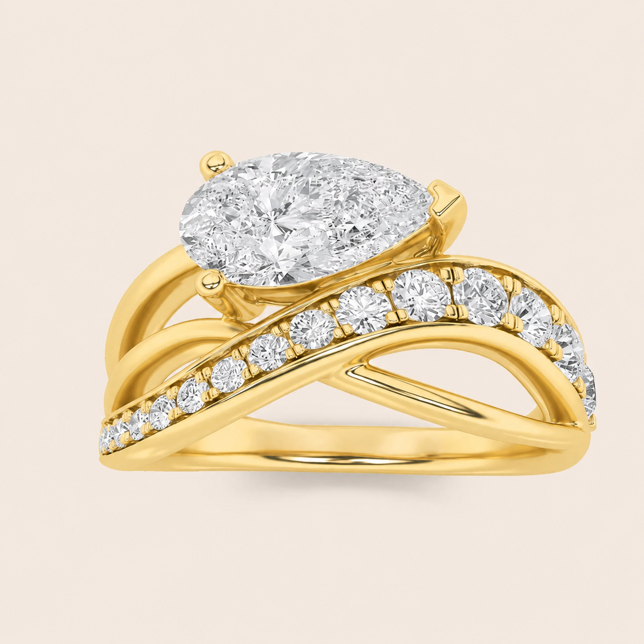 2CT Pear Cut Lab Grown Diamond Solitaire Ring
