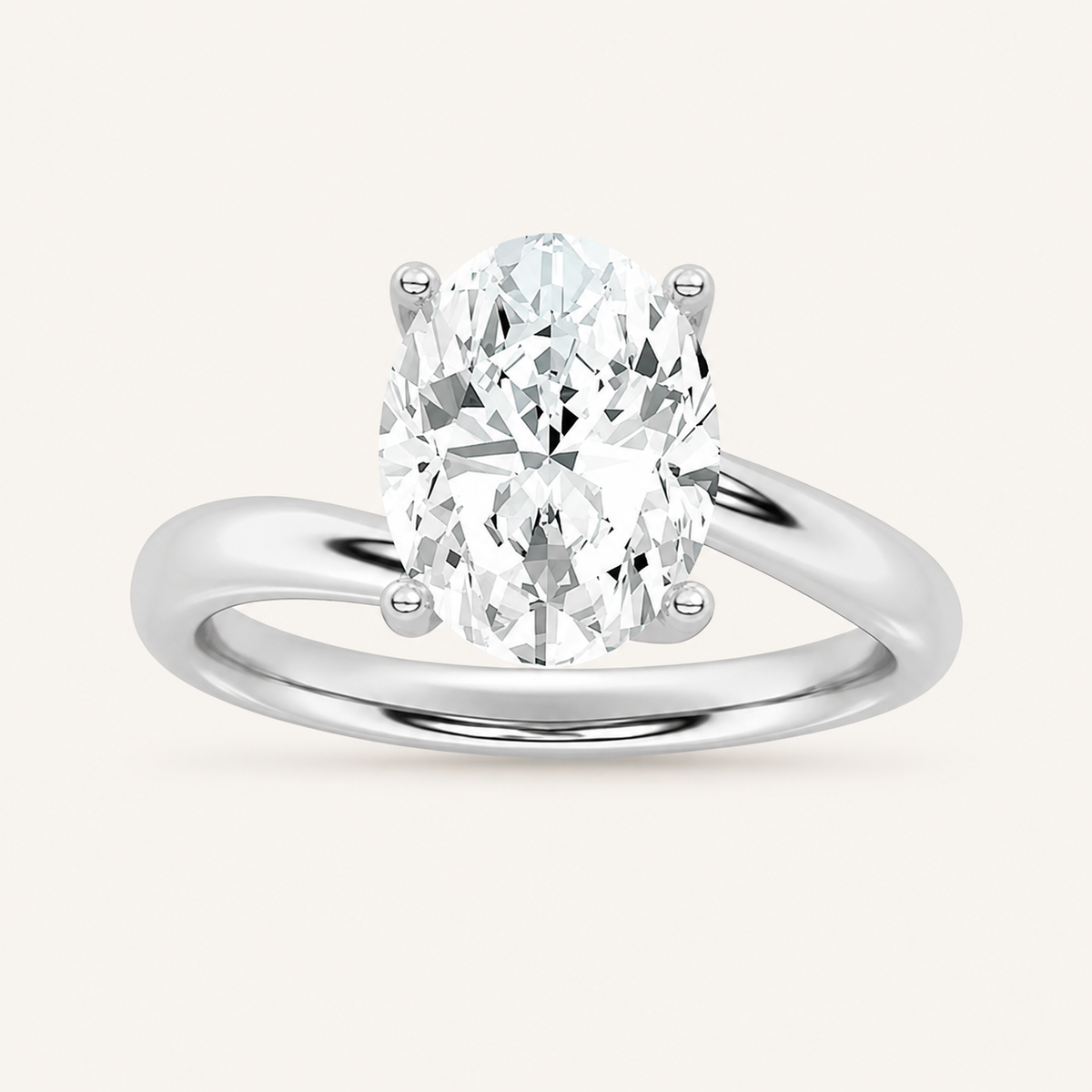 2CT Oval Cut Lab Grown Diamond Engagement Ring
