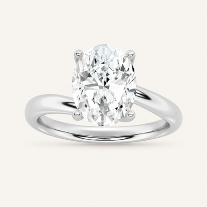 2CT Oval Cut Lab Grown Diamond Engagement Ring