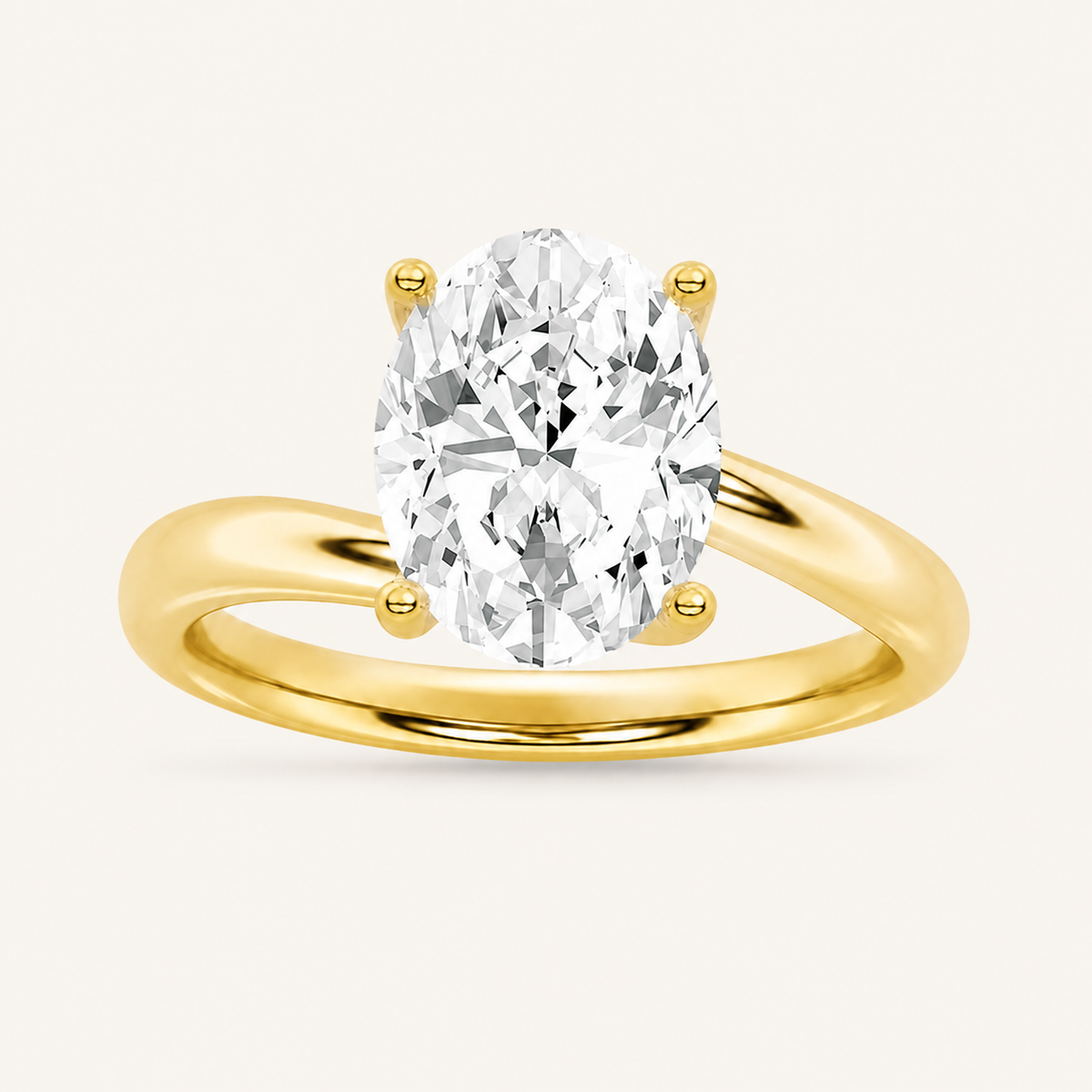 2CT Oval Cut Lab Grown Diamond Engagement Ring