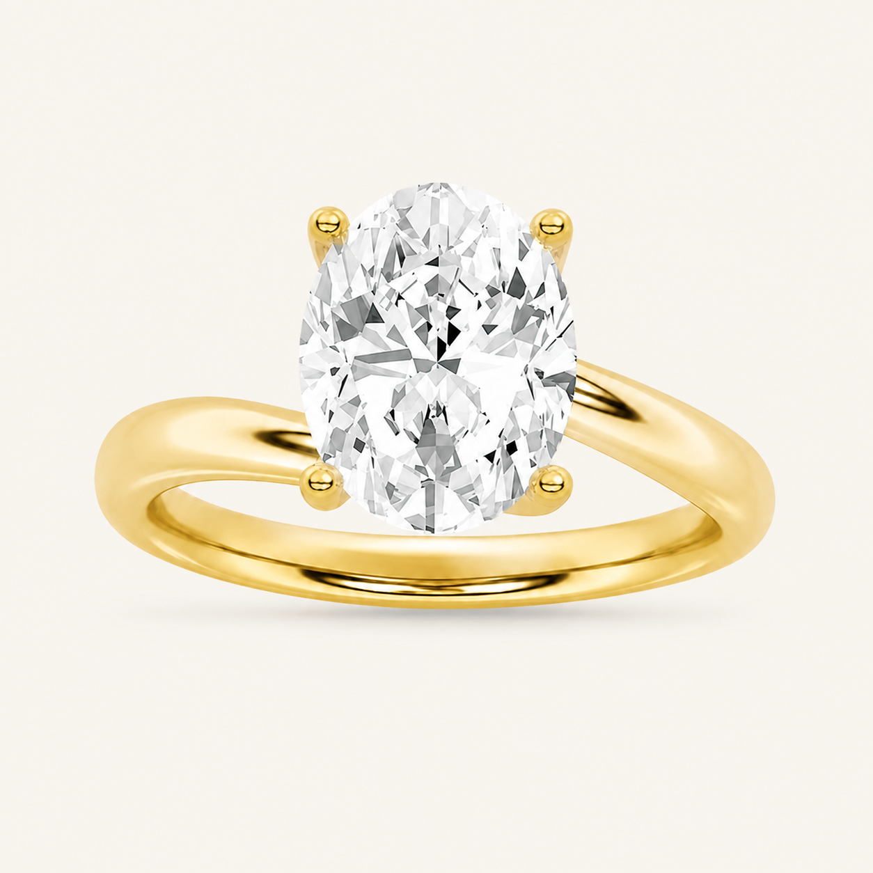 2CT Oval Cut Lab Grown Diamond Engagement Ring