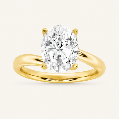2CT Oval Cut Lab Grown Diamond Engagement Ring