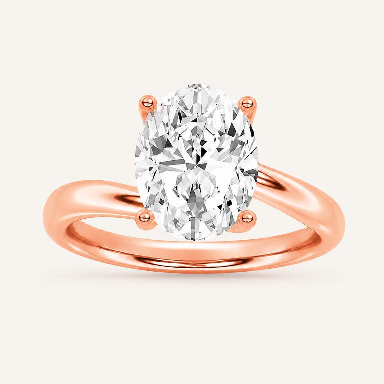 2CT Oval Cut Lab Grown Diamond Engagement Ring
