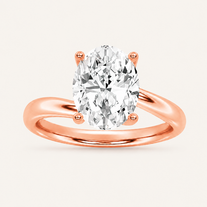 2CT Oval Cut Lab Grown Diamond Engagement Ring