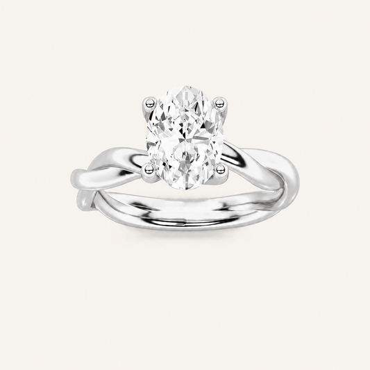 2CT Oval Cut Lab Grown Diamond Solitaire Engagement Ring