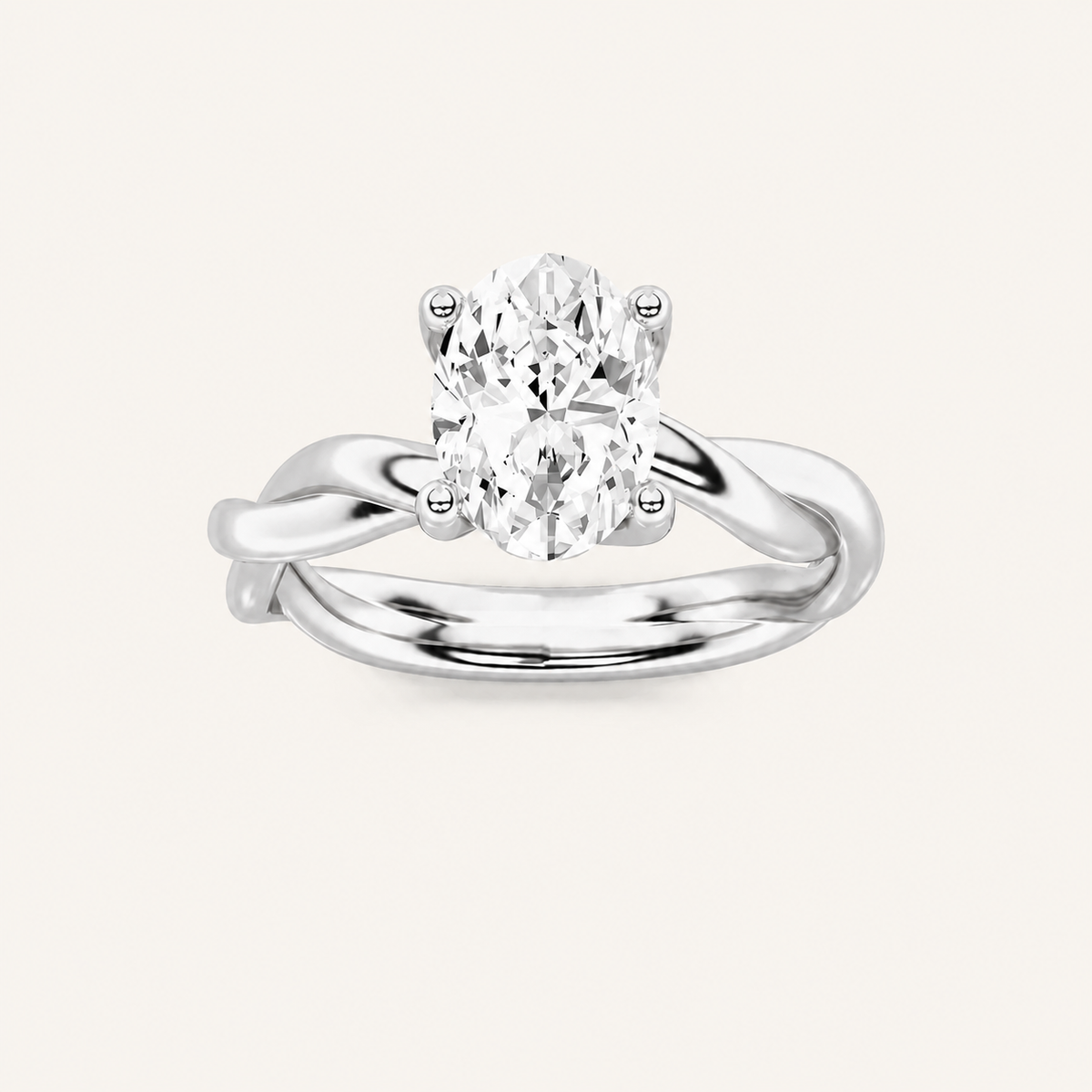 2CT Oval Cut Lab Grown Diamond Solitaire Engagement Ring