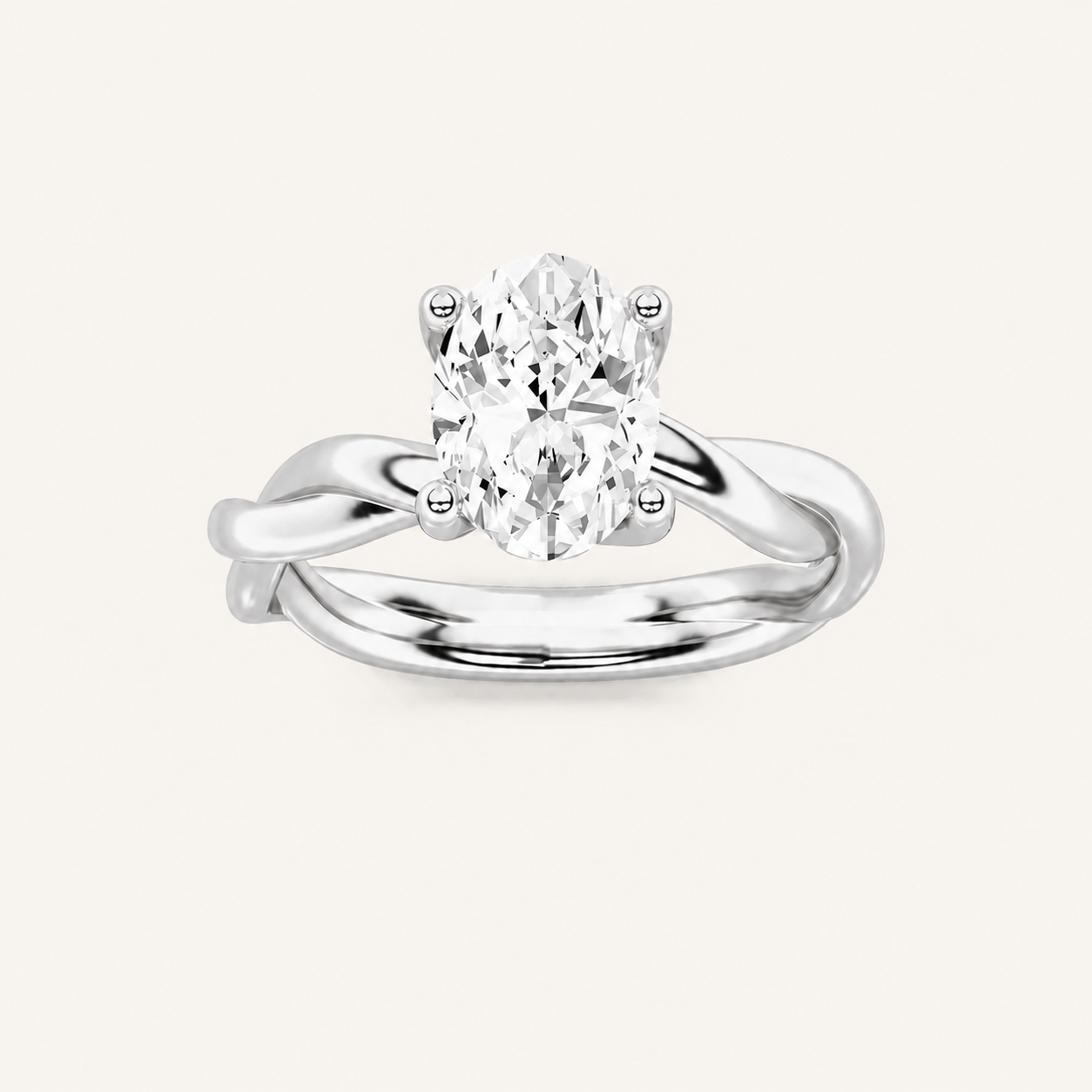 2CT Oval Cut Lab Grown Diamond Solitaire Engagement Ring