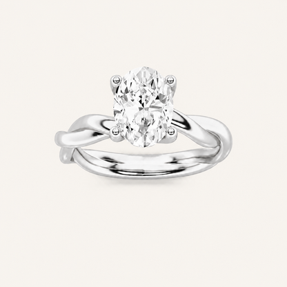 2CT Oval Cut Lab Grown Diamond Solitaire Engagement Ring
