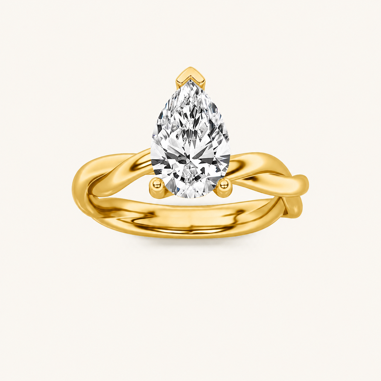 1CT Pear Cut Lab Grown Diamond Solitaire Ring