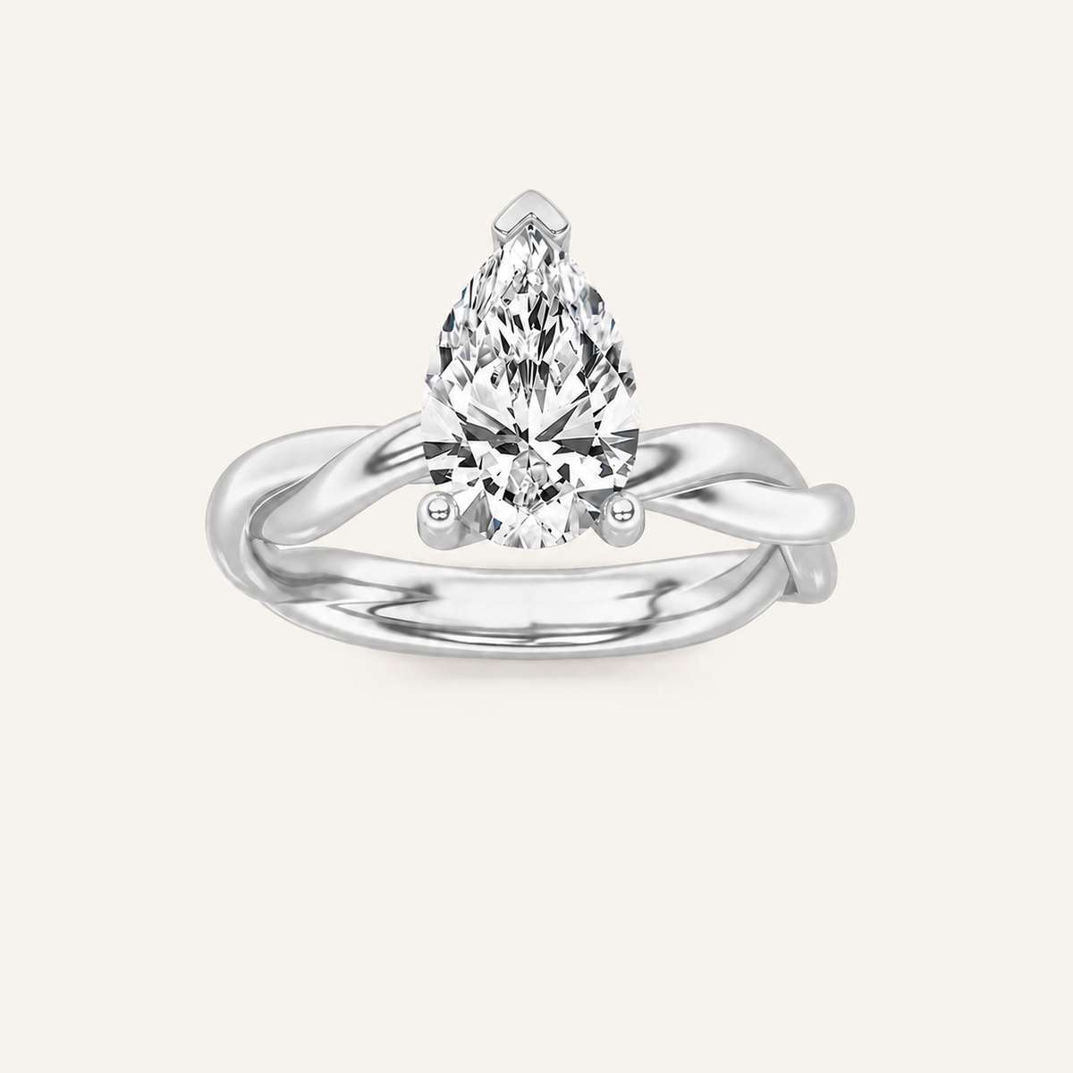 1.5CT Pear Cut Lab Grown Diamond Solitaire Engagement Ring