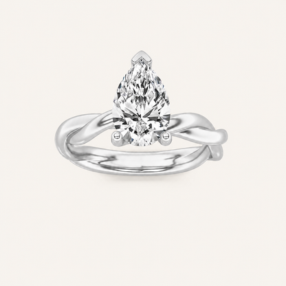 1.5CT Pear Cut Lab Grown Diamond Solitaire Engagement Ring