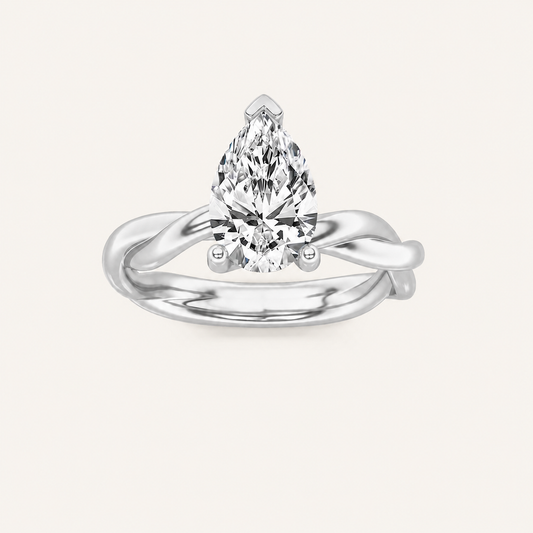 1.5CT Pear Cut Lab Grown Diamond Solitaire Engagement Ring