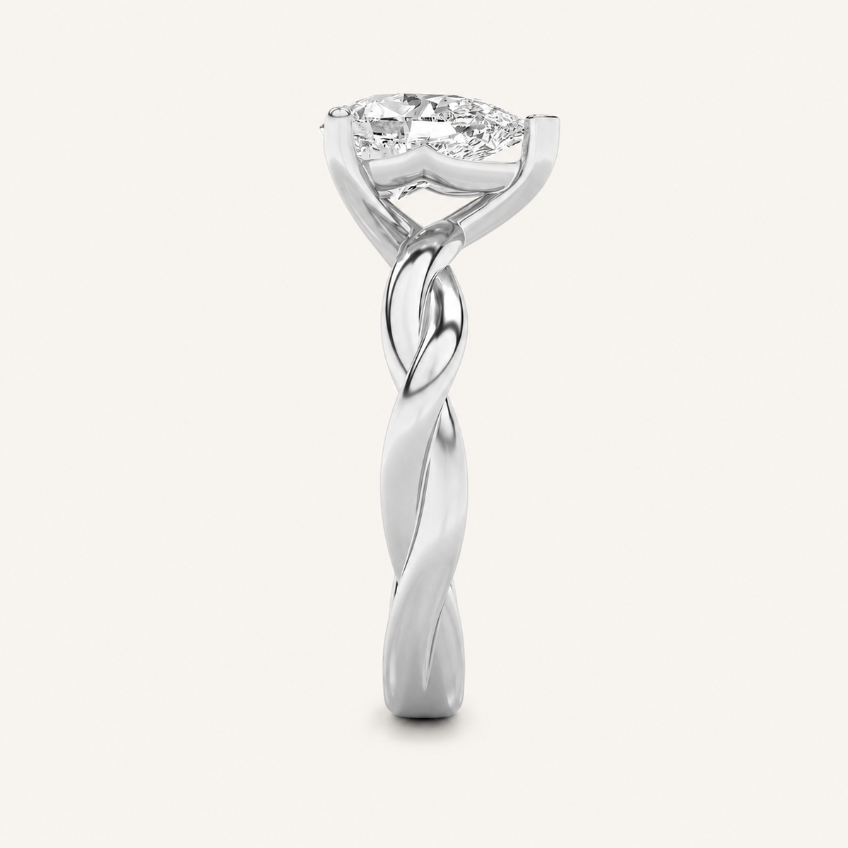 1.5CT Pear Cut Lab Grown Diamond Solitaire Engagement Ring