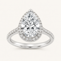 3CT Pear Cut Lab Grown Diamond Halo Engagement Ring